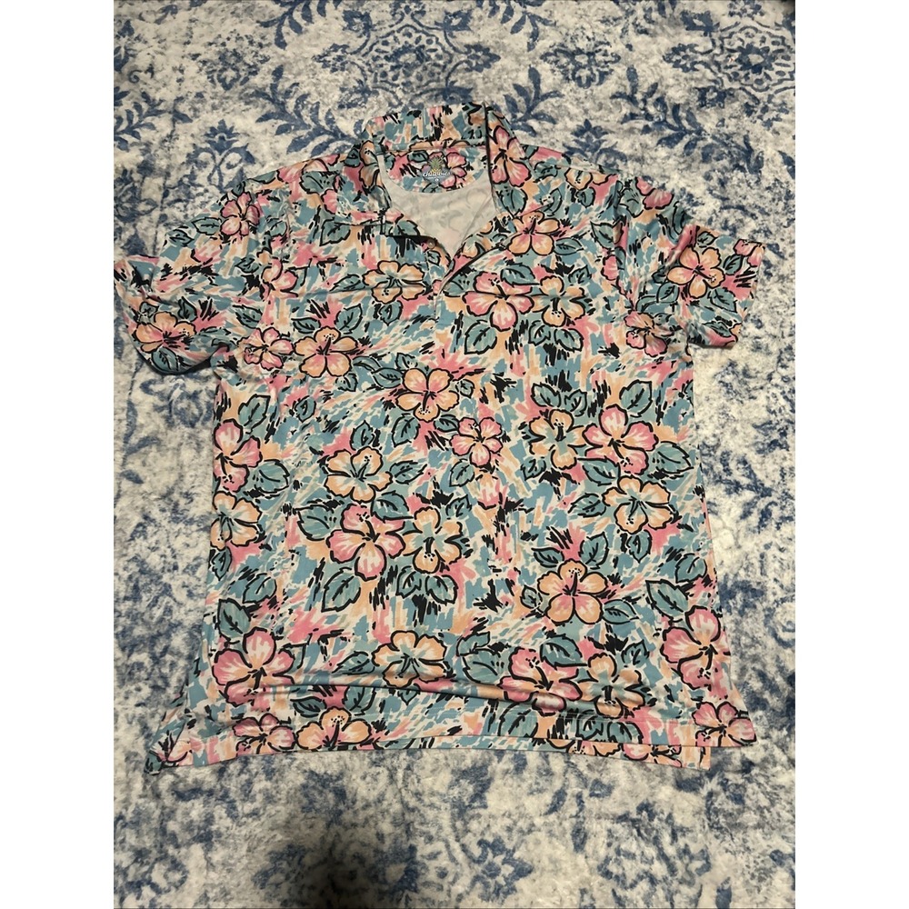 Chubbies Men's Large Colorful Cactus Short Sleeve Performance Polo 2.0 Shirt
